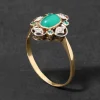 Antique Early 1900s 14k Gold with Emerald & Diamond Abstract Floral Design Ring