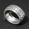 Antique 1800s British Sterling Silver Modernist Hinged Cuff Bracelet