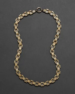 Antique 1800s 14k Gold Fill Handmade Venetian Box Chain Necklace