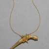 Antique 1800s 14k Gold FIll Pistol Pendant Necklace