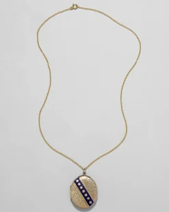 Antique 1800s 9k Gold & 14k Gold Fill with Enamel and Hand Etched Star Motif Locket Necklace