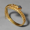 Antique 1870s 14k Gold Sapphire & Rose Cut Diamond Hinge Bracelet