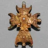 Antique 1800s 18k Gold with Tortoise & Pearl Gold Cross Pin