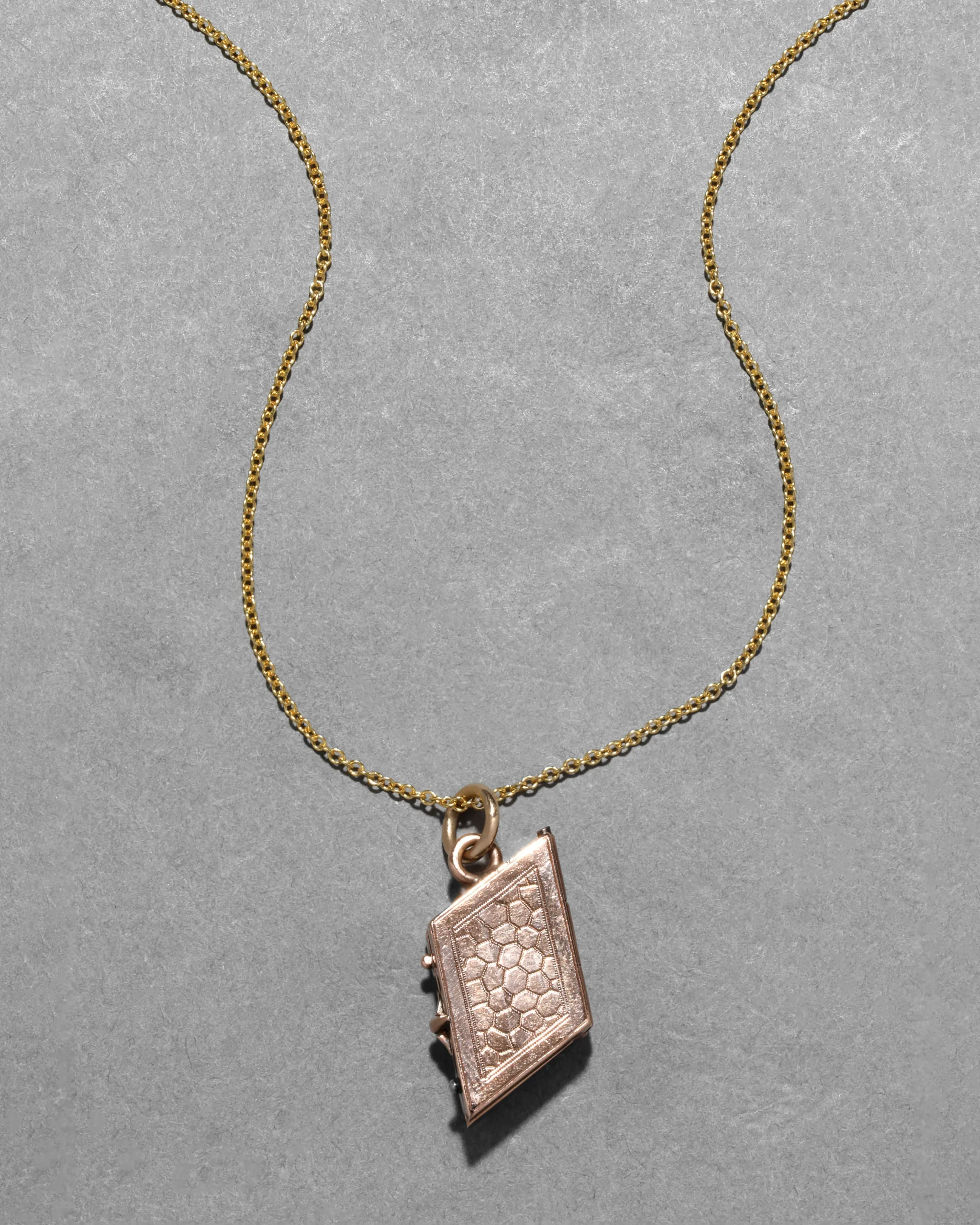Antique 1800s 10k Rose Gold & Pearl Book Locket Necklace