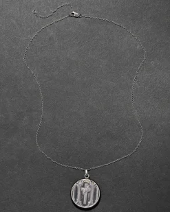 Antique 1920s Sterling Silver Cross Locket Pendant Necklace