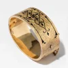 Antique Victorian 14k Gold & Enamel Hand Etched Hinge Bracelet