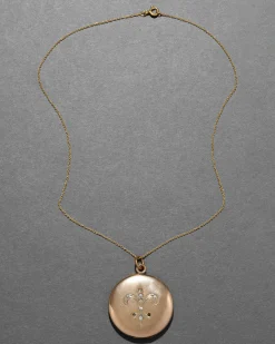 Antique Victorian 1800s 14k Gold Fill Fleur de Lis Locket Necklace