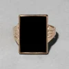 Antique Victorian 1880s 14k Gold Fill & Onyx Hand Etched Ring