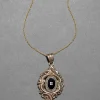 Antique Victorian 1880s 10k Gold with Enamel Lucy Pendant Necklace