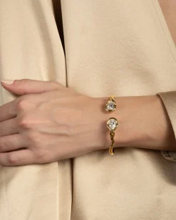 Asterales Crystal Capped Hinge Cuff Bracelet