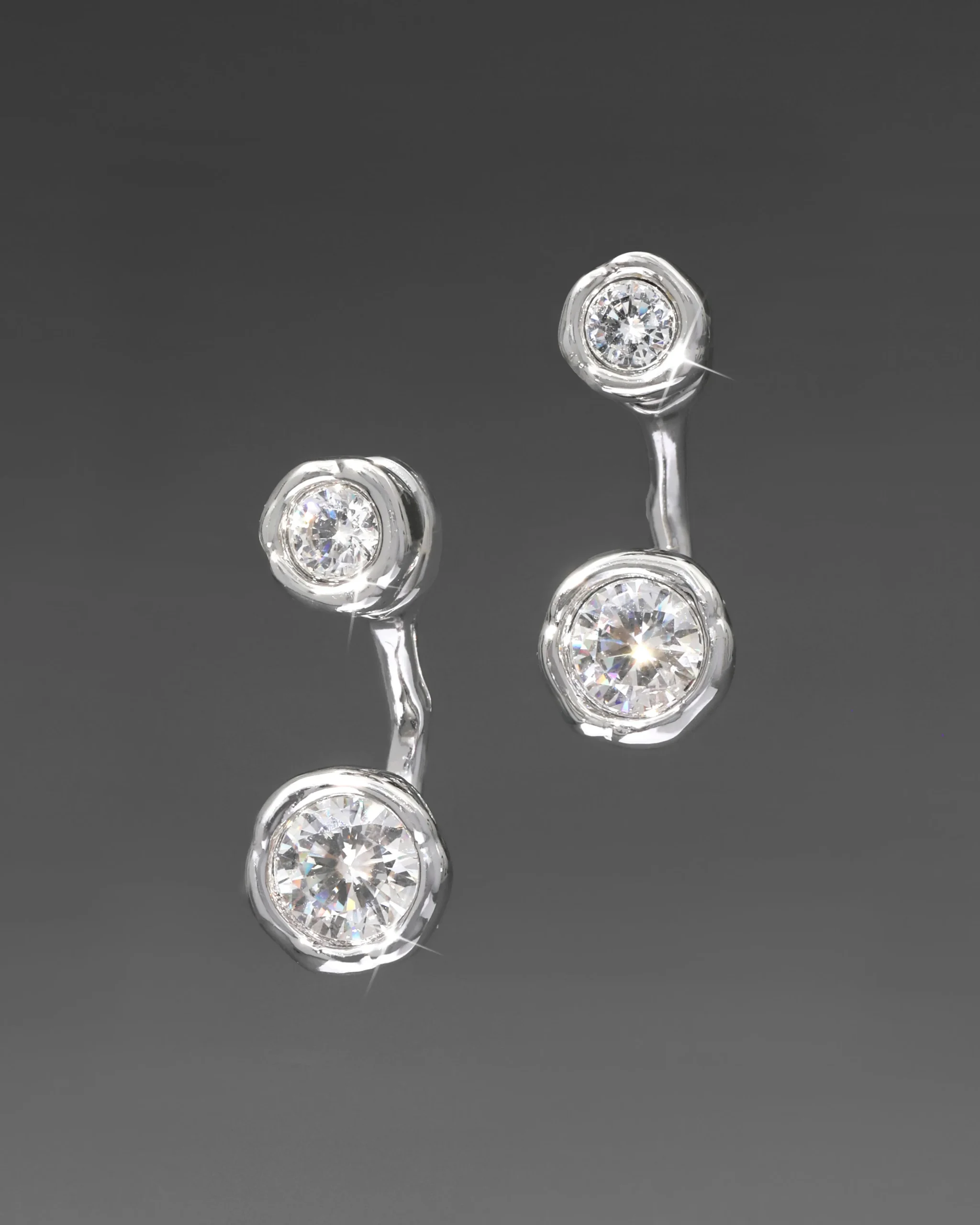 Asterales Silver Molten Front Back Earring