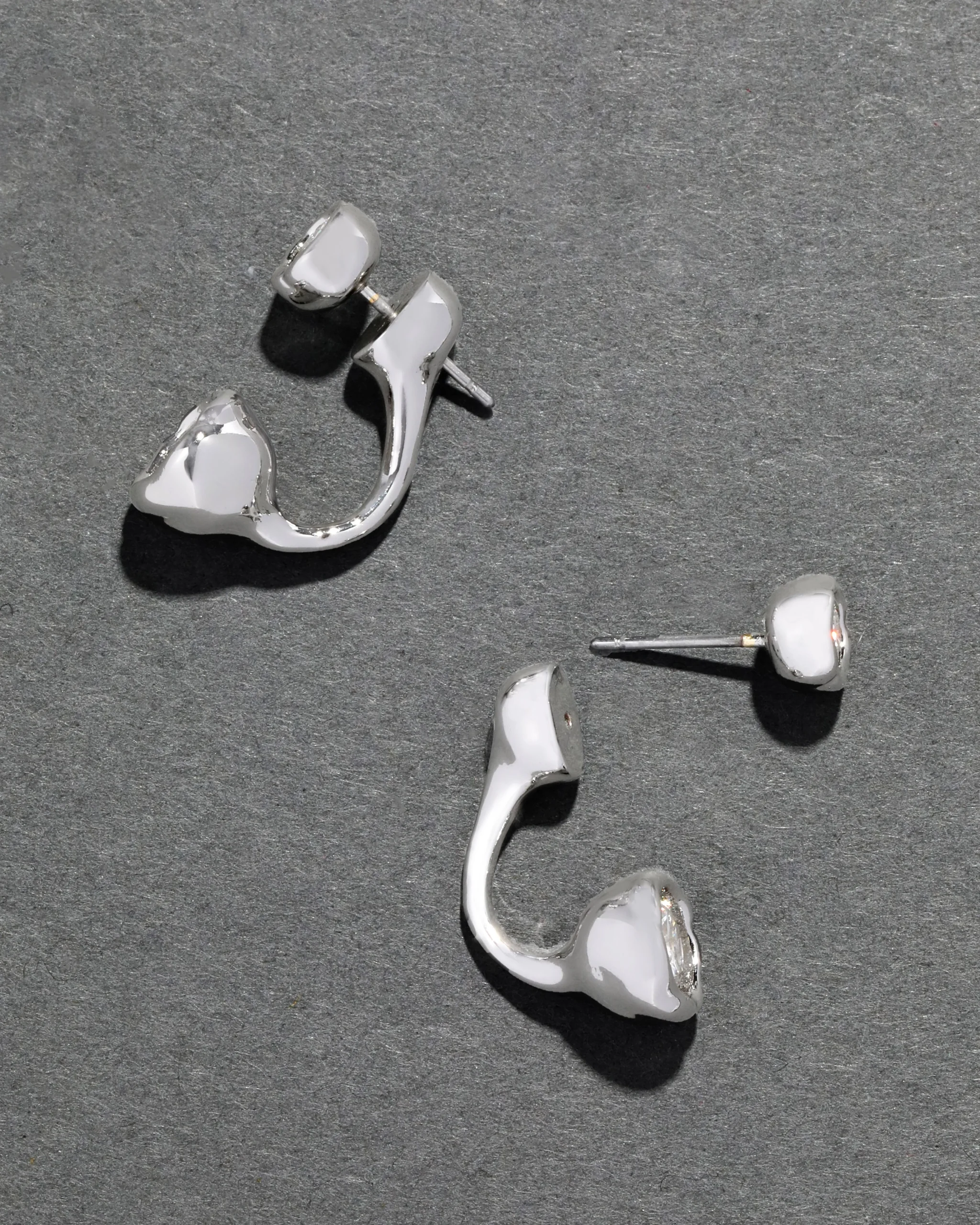 Asterales Silver Molten Front Back Earring