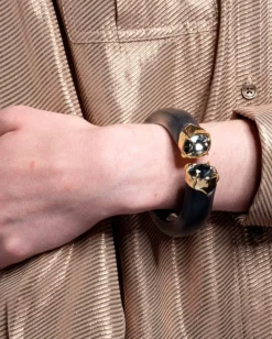 Bonbon Crystal Lucite Hinge Bracelet- Black
