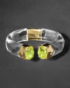 Bonbon Crystal Lucite Hinge Bracelet- Clear and Citrus