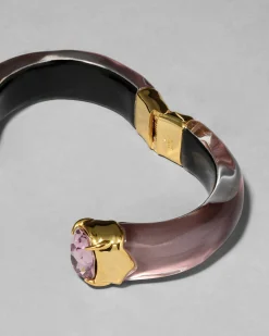 Bonbon Crystal Lucite Hinge Bracelet- Dusty Rose