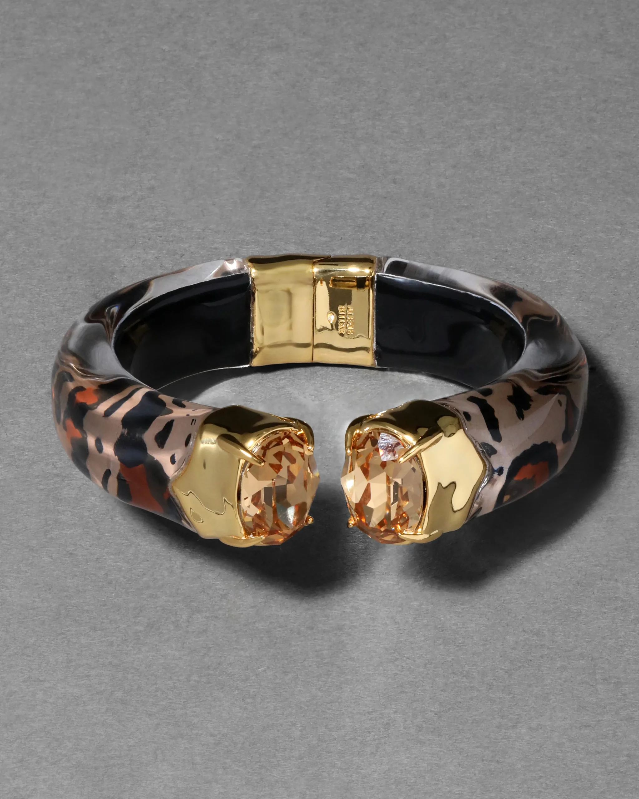 Bonbon Crystal Lucite Hinge Bracelet- Leopard
