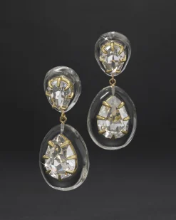 Bonbon Crystal Lucite Teardrop Post Earring- Clear