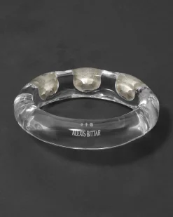 Bonbon Large Crystal Studded Lucite Hinge Bracelet- Clear