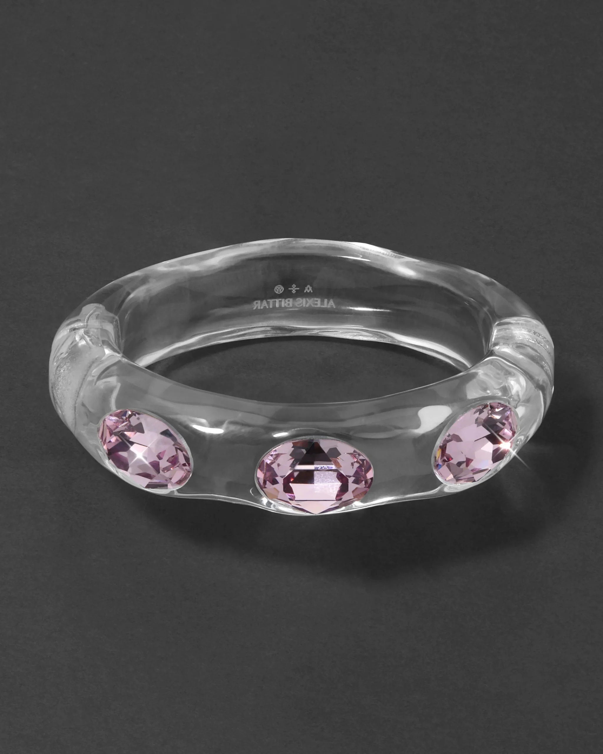 Bonbon Large Crystal Studded Lucite Hinge Bracelet- Clear + Petal Crystal