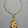 Brut Gold Jewel Studded Pear Pendant Necklace