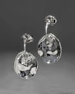 Brut Silver Coin Front Back Earring