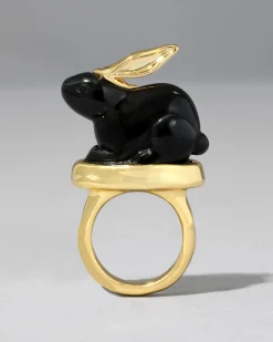 Bunny Obsidian Ring
