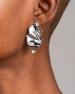Crumpled Small Post Earring - Silver