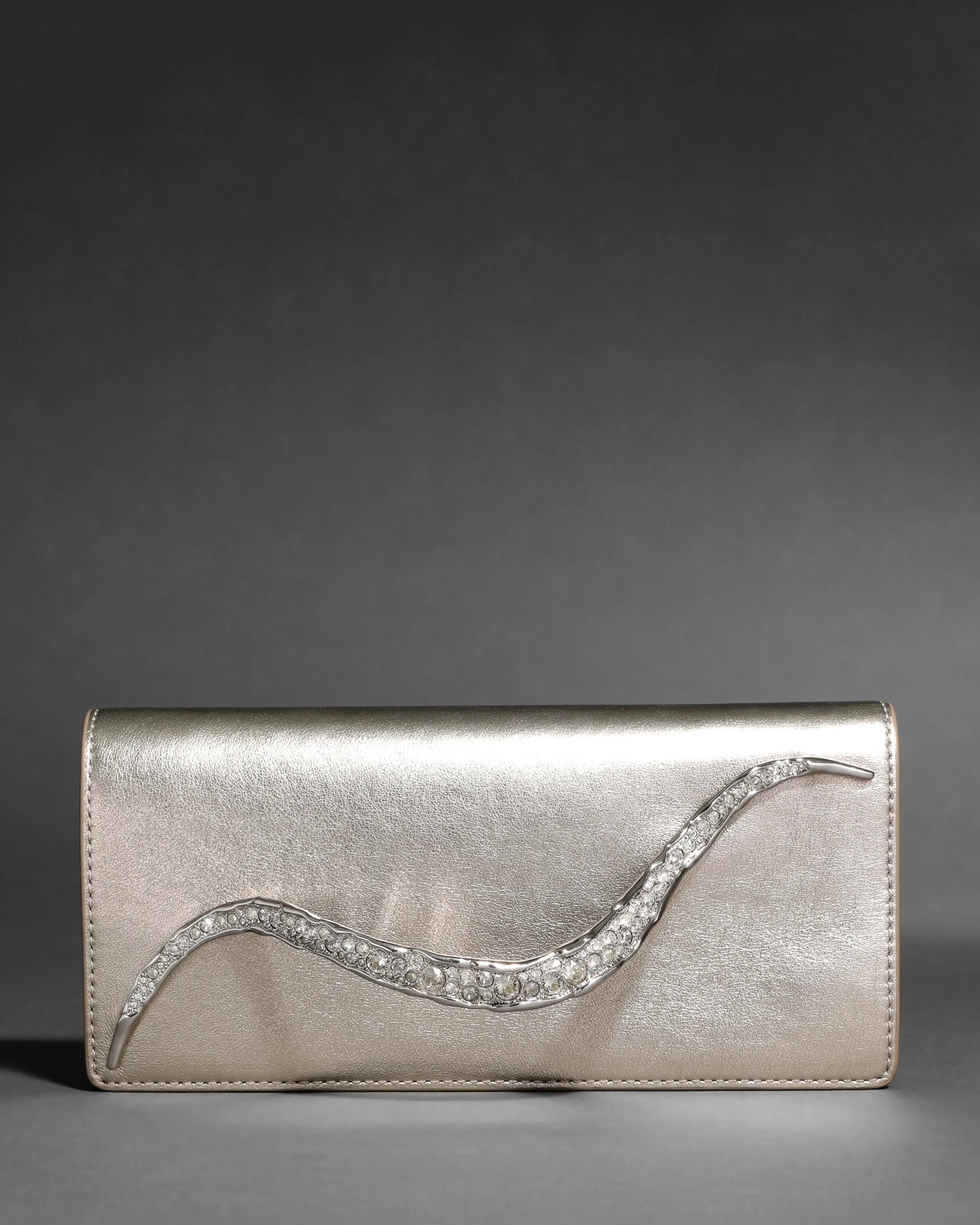 Crystal Curve Clutch- Champagne