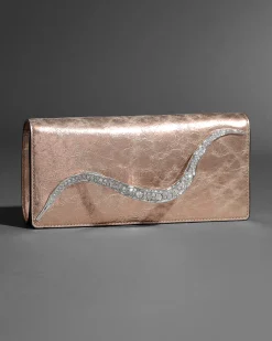 Crystal Curve Clutch- Crushed Rose Gold