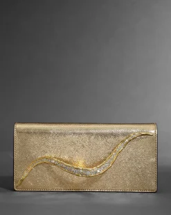 Crystal Curve Clutch- Gold
