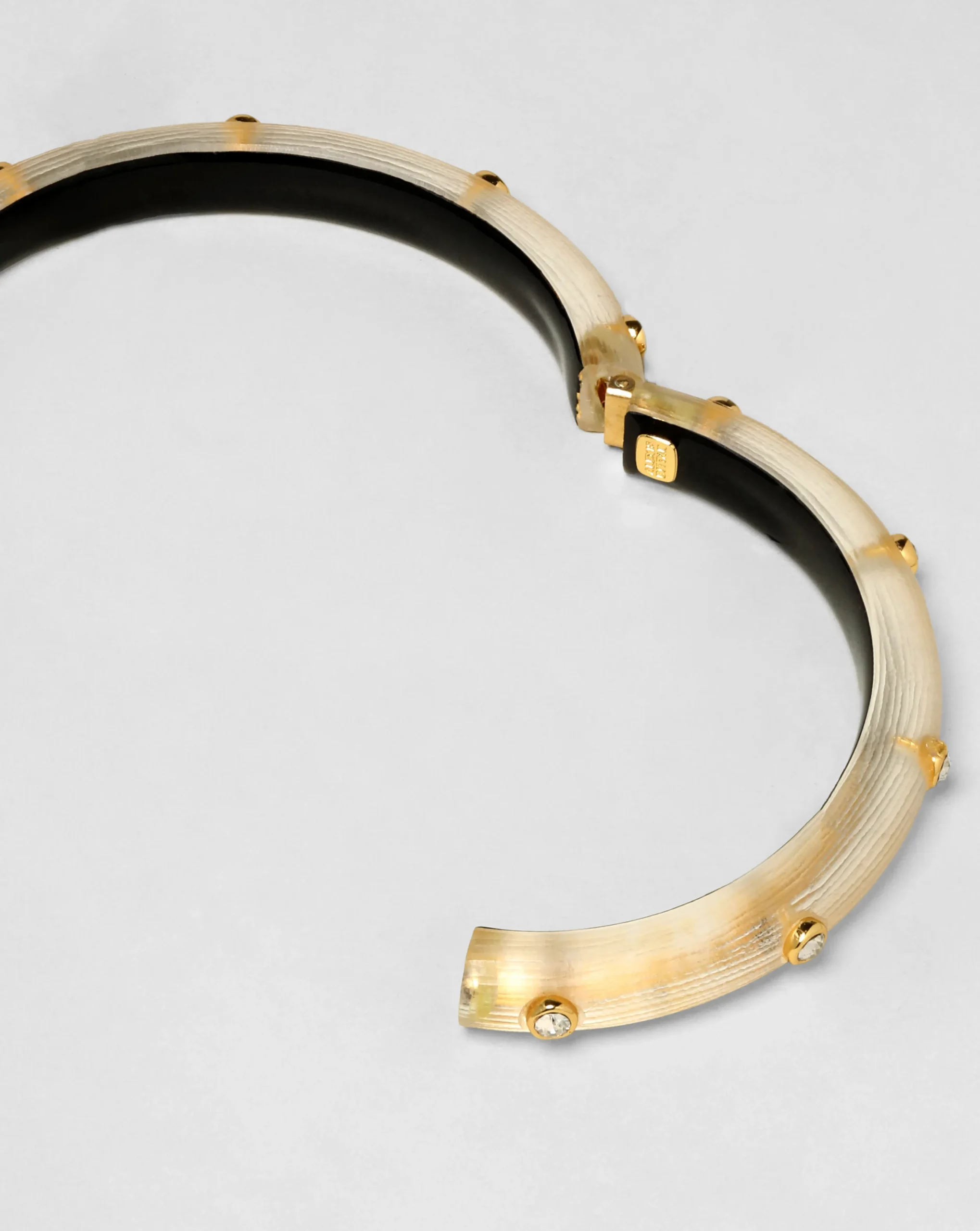 Crystal Studded Lucite Hinge Bracelet - Gold