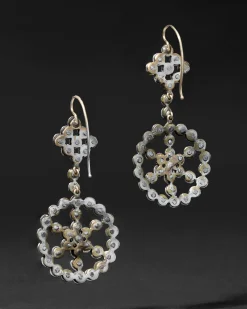 Cut Steel Medium Spoke Wire Drop Earring
