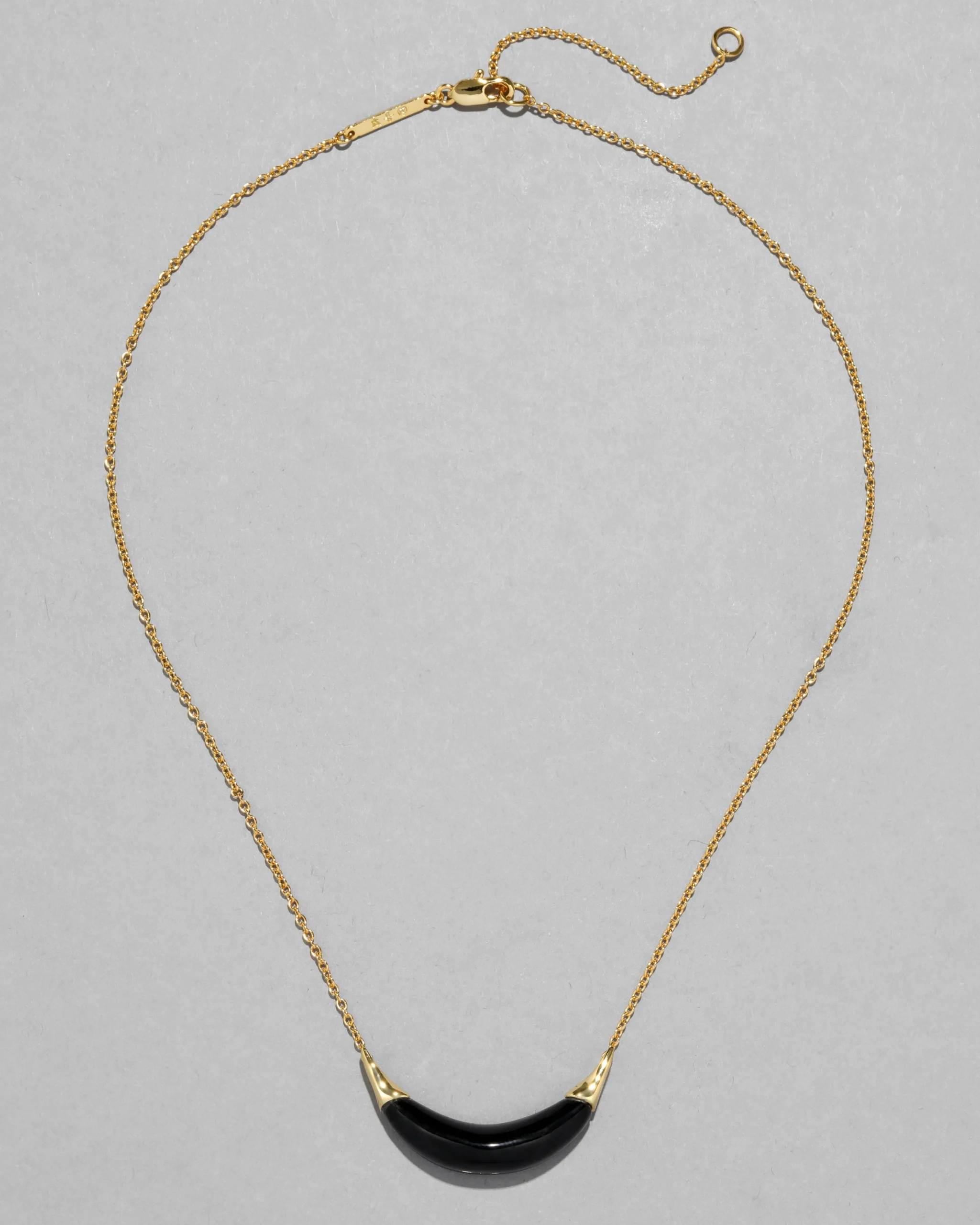Gold Capped Crescent Lucite Necklace- Onyx