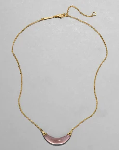 Gold Capped Crescent Necklace- Dusty Rose