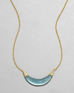 Gold Capped Crescent Necklace- Metallic Sky