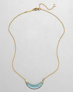 Gold Capped Crescent Necklace- Metallic Sky
