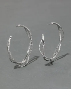 Intertwined Silver Pave Hoop Earring