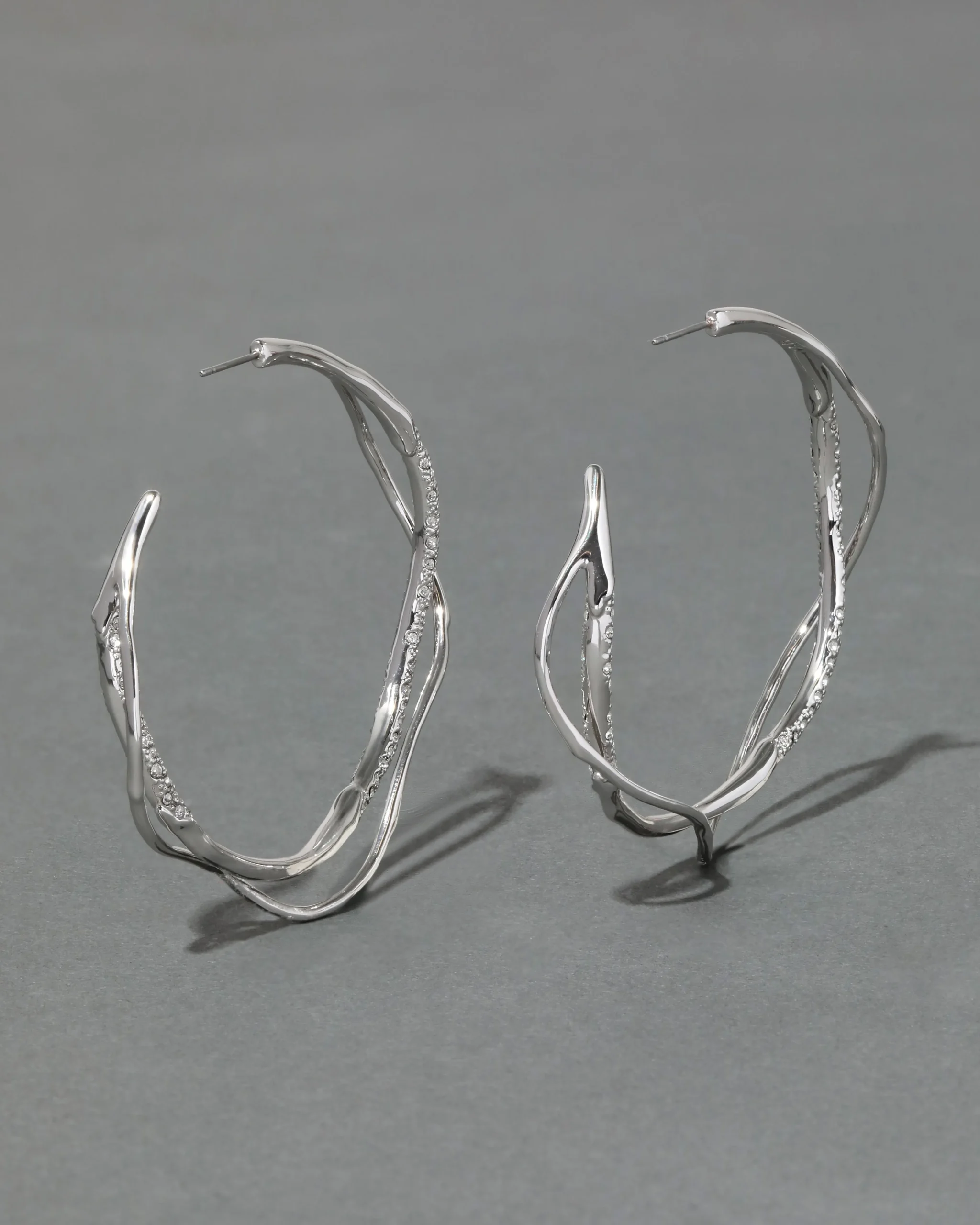 Intertwined Silver Pave Hoop Earring