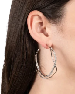 Intertwined Silver Pave Hoop Earring