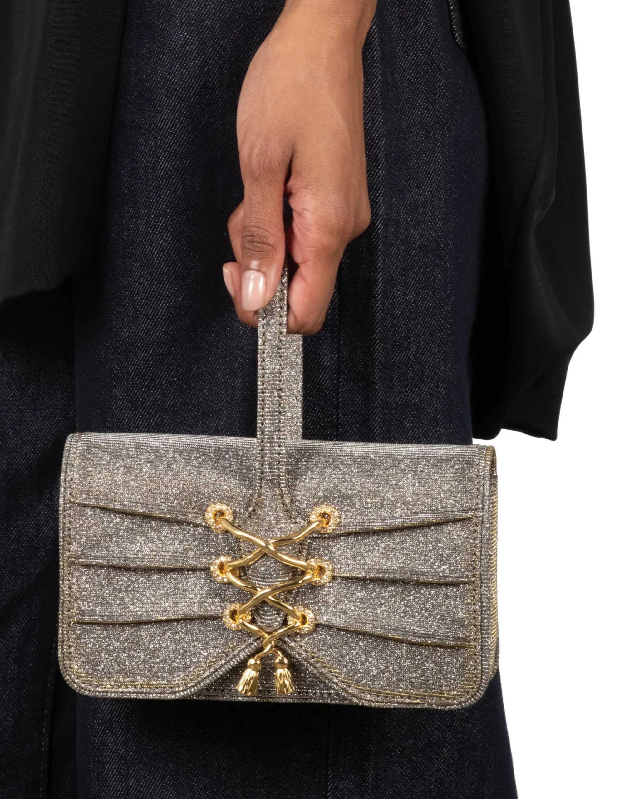 Lace-Up Wristlet- Disco Gold