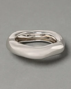 Large Molten Bangle Bracelet - Silver