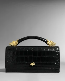 Lioness Top Handle Clutch- Black