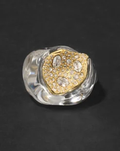 Liquid Lucite Crystal Pavé Geode Ring