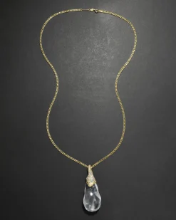 Liquid Lucite Crystal Pavé Teardrop Necklace