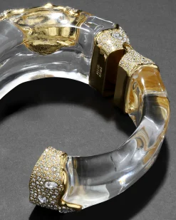 Liquid Lucite Crystal Pavé Wide Hinge Bracelet