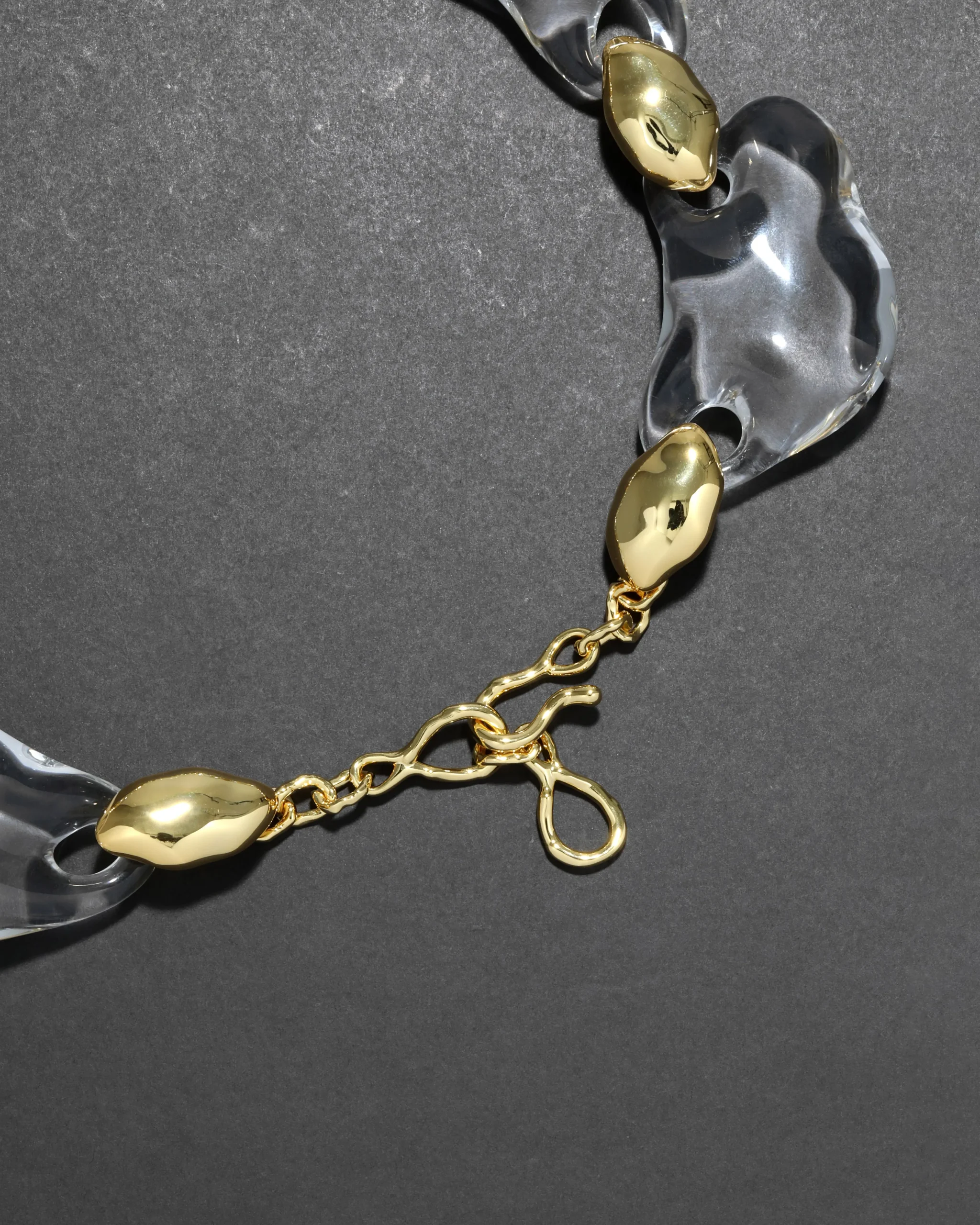 Liquid Lucite Crystal Pebble Necklace- Clear