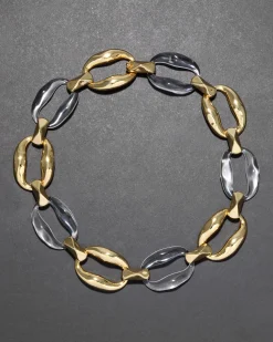 Liquid Lucite Gold Link Necklace- Clear
