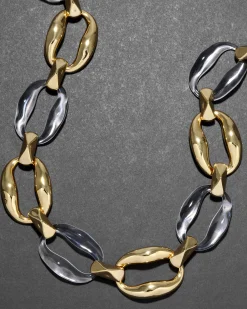 Liquid Lucite Gold Link Necklace- Clear