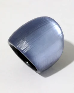 Lucite Block Ring- Steel Blue