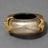 Lucite Brutalist Wide Hinge Bracelet- Warm Grey